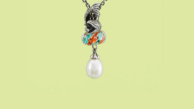 Carp Koi bead and Pendant on a fantasy necklace with a white pearl